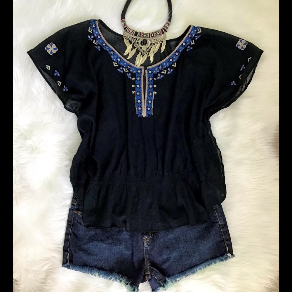 American Eagle Outfitters Boho Embroidered Festival Top